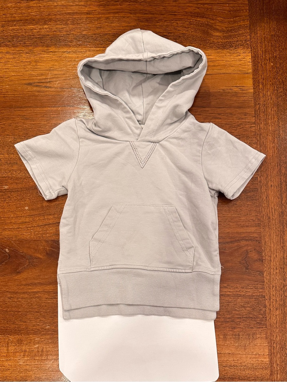 EUC Little Bipsy Short Sleeve Hoodie, Frost Gray, 6-12 Months
